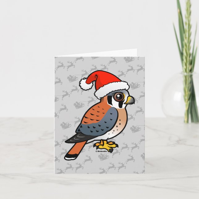 American Kestrel Santa Holiday Card (Front)