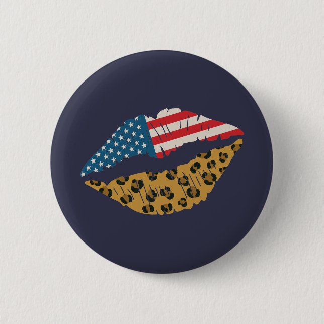 American kiss 6 cm round badge (Front)