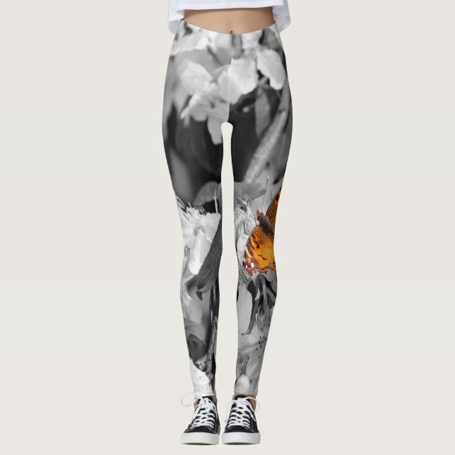 American Lady Butterfly On Blossom Leggings (Front)