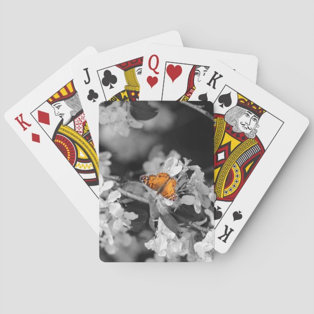 American Lady Butterfly On Blossom Playing Cards (Back)