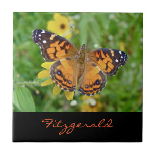 American Lady Butterfly - Vanessa virginiensis Tile