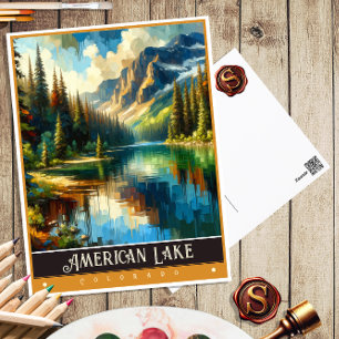 American Lake, Colorado Vintage Painting Postcard