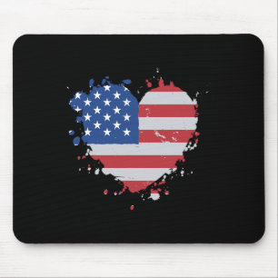 American Ld Eagle And Wolf Usa Flag 4th Of July Mouse Pad