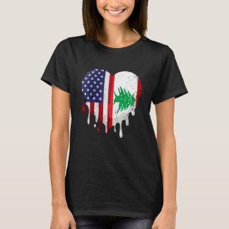American Lebanese Heritage Month Lebanon Flag Hear T-Shirt