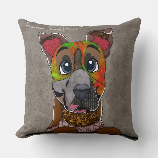 American Leopard Hound hand-painted  Cushion (Front)