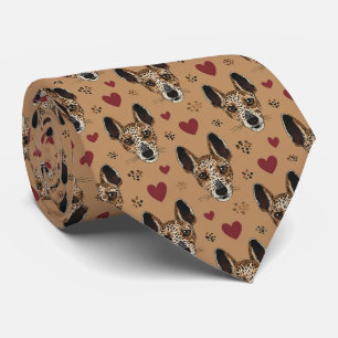 American Leopard Hound Valentine Hearts Pattern Tie