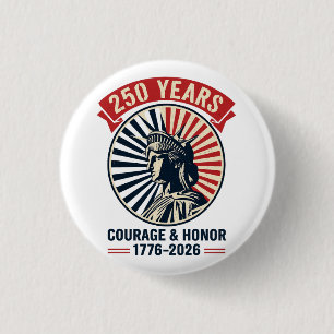 American Liberty Statue Courage Honor Celebration 3 Cm Round Badge
