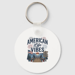 American Life Vibes Patriotic Lake Vector Shirt_1 Key Ring