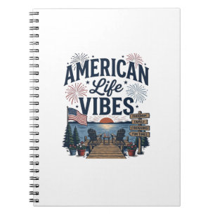 American Life Vibes Patriotic Lake Vector Shirt_1 Notebook