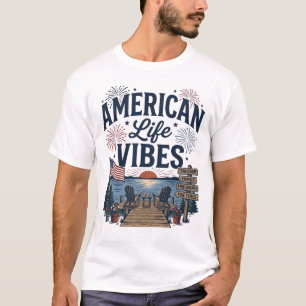 American Life Vibes Patriotic Lake Vector Shirt_1 T-Shirt