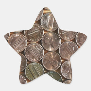 American Lincoln Pennies Texture Star Sticker