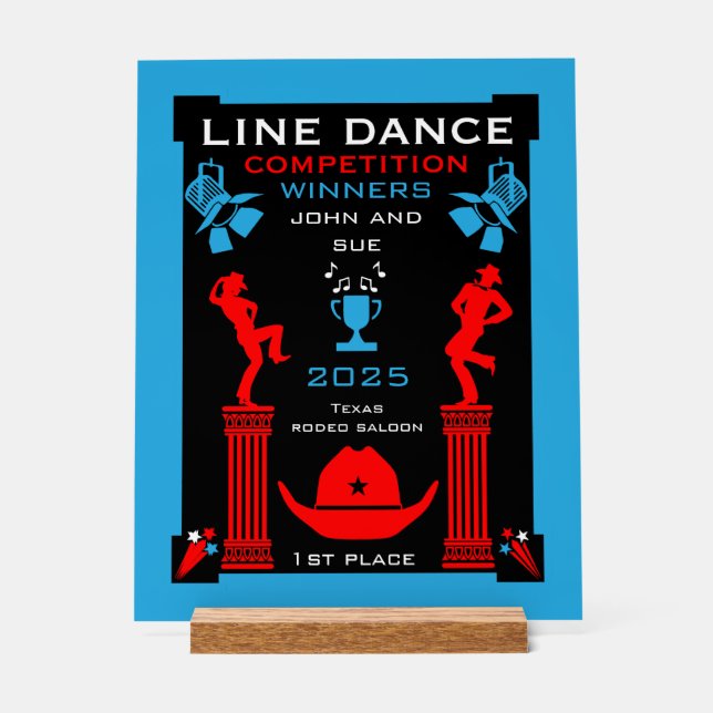 American Line Dancing Competition Acrylic Sign (Front)