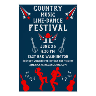 American Line Dancing Festival And Party Poster