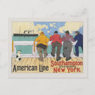 American Line. New York Vintage Poster 1910 Postcard