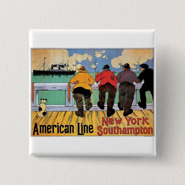 American Line Poster 15 Cm Square Badge (Front)