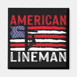American Lineman Electric Cable Patriotic USA Flag Magnet