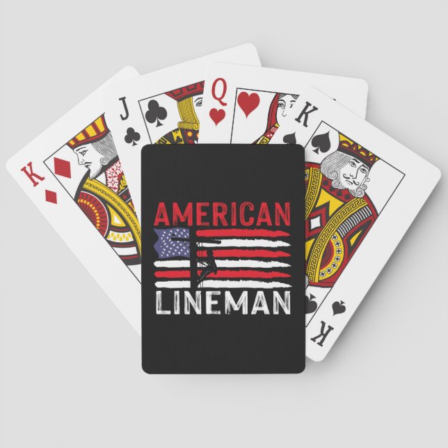 American Lineman Electric Cable Patriotic USA Flag Playing Cards (Back)
