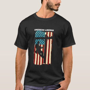 American Lineman Flag Electric Cable Lineman Gift T-Shirt
