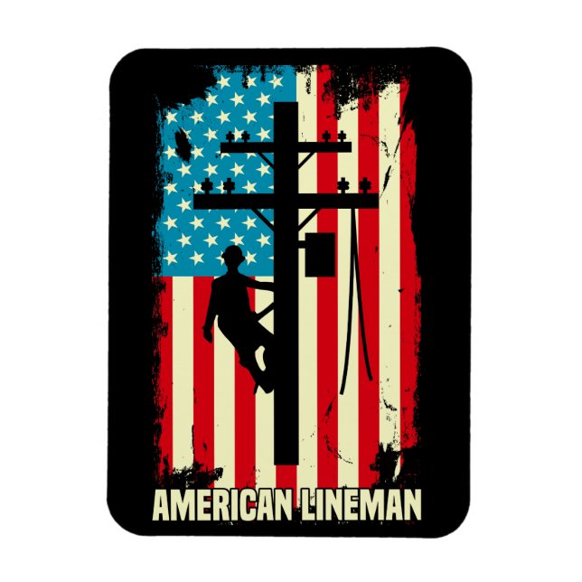  American Lineman Flag Electric Cable Magnet (Vertical)