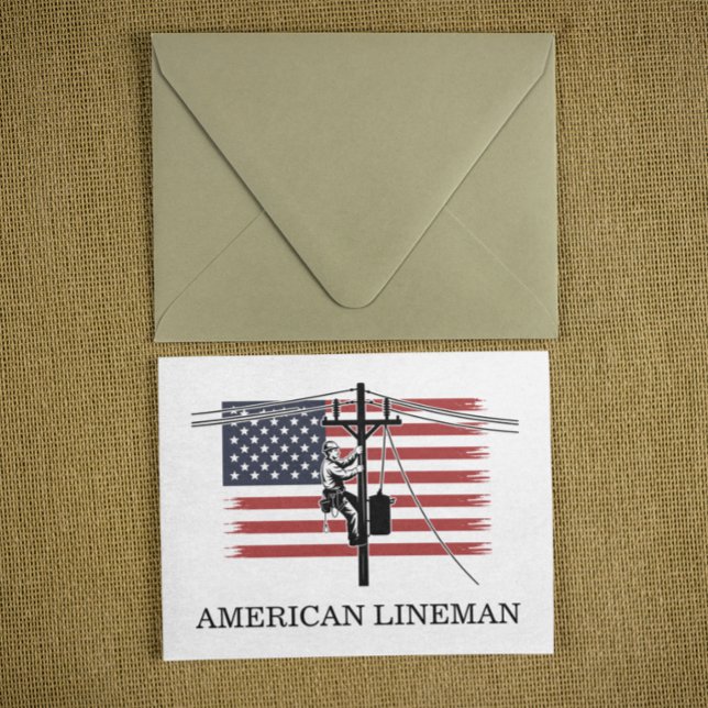 American Lineman Flag – Electrician & Utility Work Card (American Lineman Flag – Electrician & Utility Work Greeting Card)