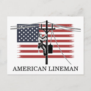 American Lineman Flag – Electrician & Utility Work Postcard