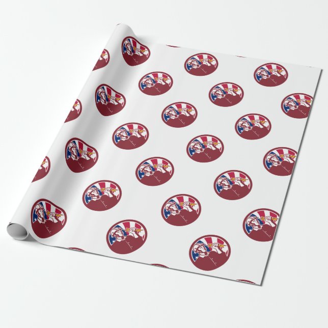 American Lineman USA Flag Icon Wrapping Paper (Unrolled)