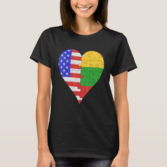American Lithuanian Flag Heart T-Shirt (Front)