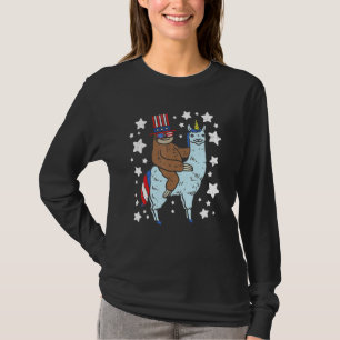 American Llama Sloth Usa Llamacorn Animal 4th Of T-Shirt