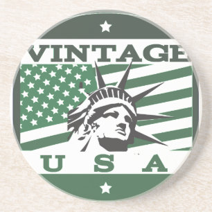 American logo travel poster coaster