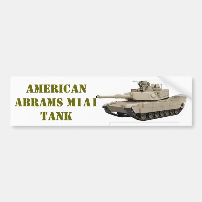 AMERICAN M1A1 ABRAMS  TANK BUMPER STICKER (Front)
