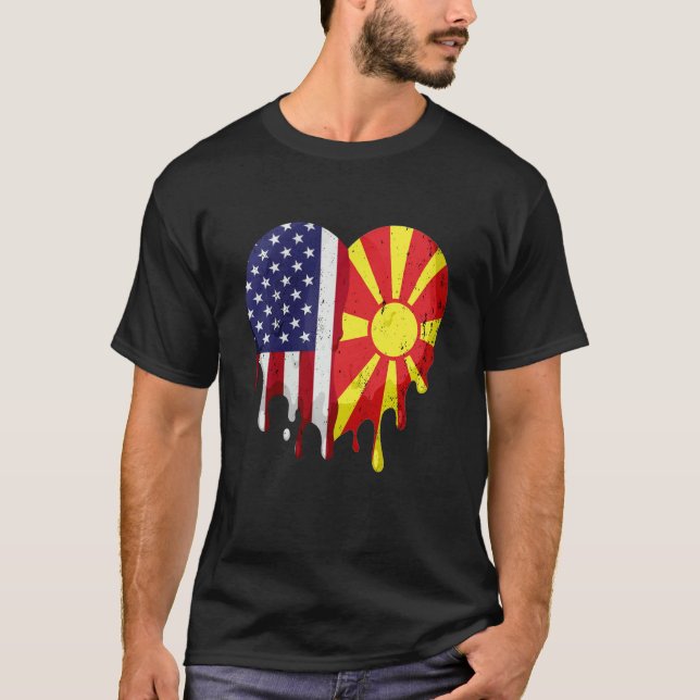 American Macedonian Heritage Month Macedonia Flag  T-Shirt (Front)