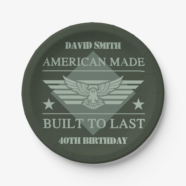 American Made 40th Birthday Paper Plate (Front)