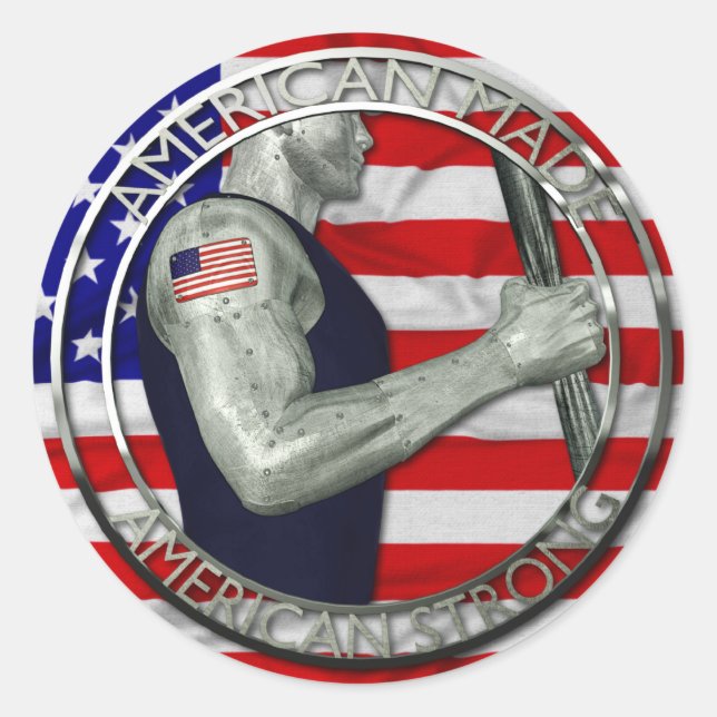 American Made American Strong Classic Round Sticker (Front)