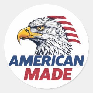 AMERICAN MADE Patriotic USA Design, Freedom Gift  Classic Round Sticker