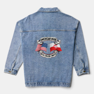 American Made Polish Parts Solidarity Poland Flag Denim Jacket