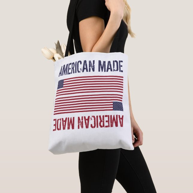 American Made, United States Flag Tote Bag (Close Up)