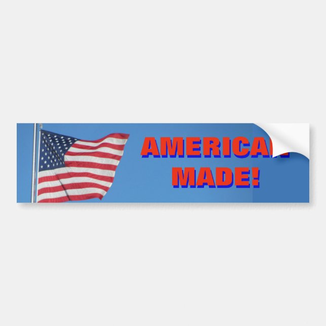 American Made / with USA Flag Red Blue Bumper Sticker (Front)