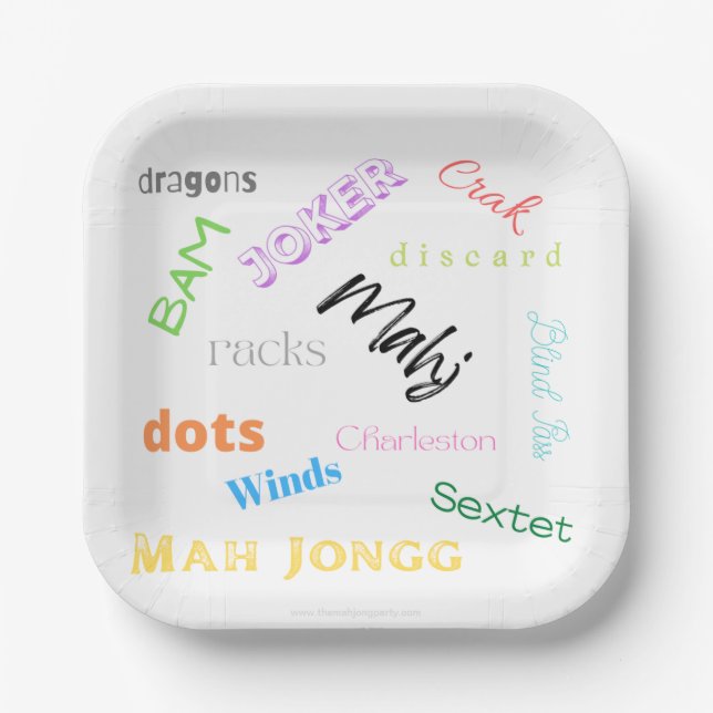 American Mah Jongg paper plate (Front)