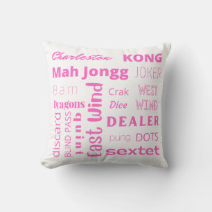 American Mah Jongg pillow with pink words