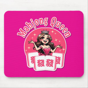 American Mahjong Queen Pink Crown Desk Art Mouse Pad