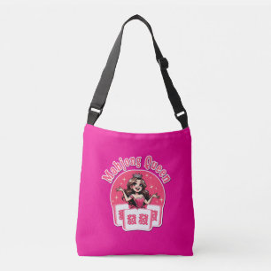 American Mahjong Queen Pink Crown Player Art Crossbody Bag