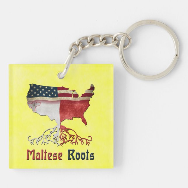American Maltese Roots   Key Ring (Back)