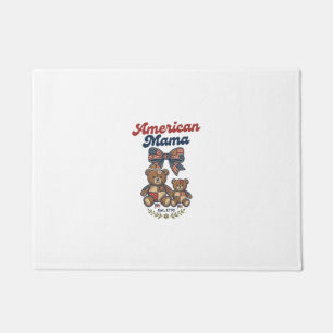 American Mama Patriotic Bear Patchwork Vector Desi Doormat