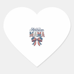 American Mama Patriotic Bow Vintage 4th of July Sh Heart Sticker