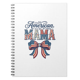 American Mama Patriotic Bow Vintage 4th of July Sh Notebook