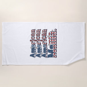 American Mama Patriotic Vintage Engraving Shirt De Beach Towel