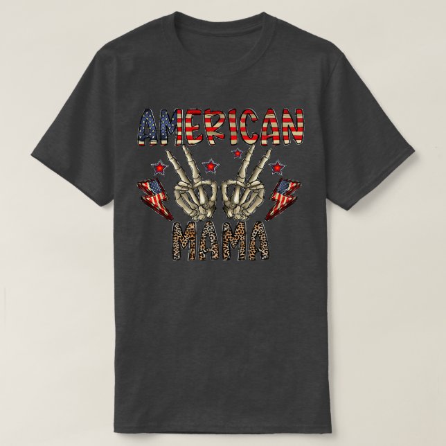 American Mama Skeleton Hand Western 4th Of July Le T-Shirt (Design Front)