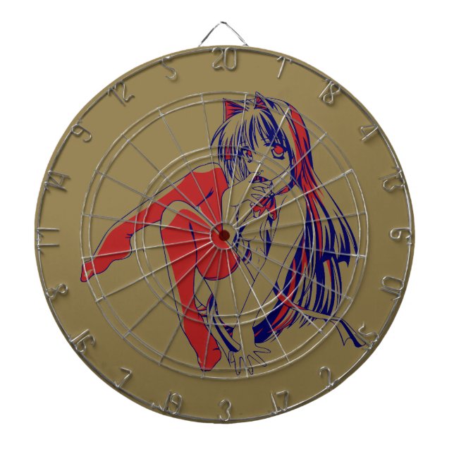American Manga Neko Catgirl Kawaii Anime Dartboard (Front)