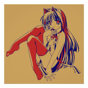 American Manga Neko Catgirl Kawaii Anime Photo Print