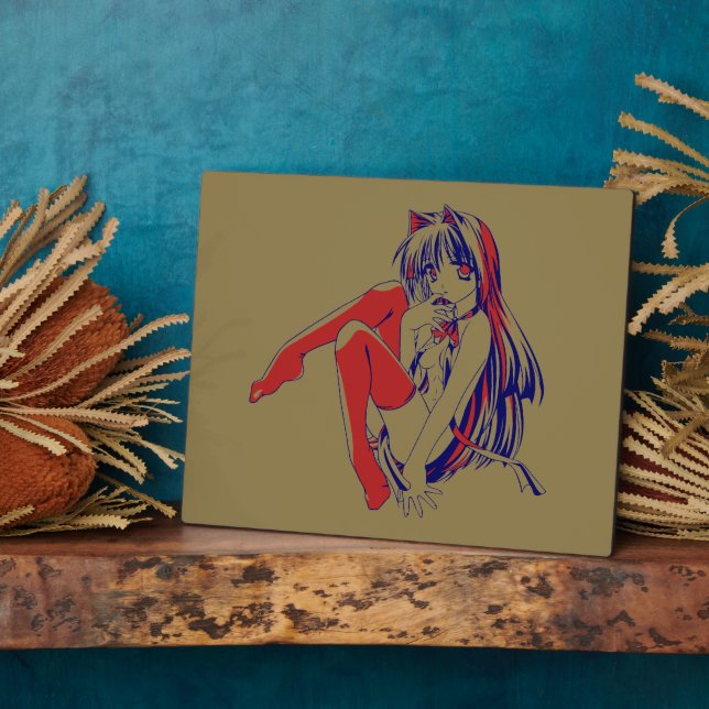 American Manga Neko Catgirl Kawaii Anime Plaque (Side)